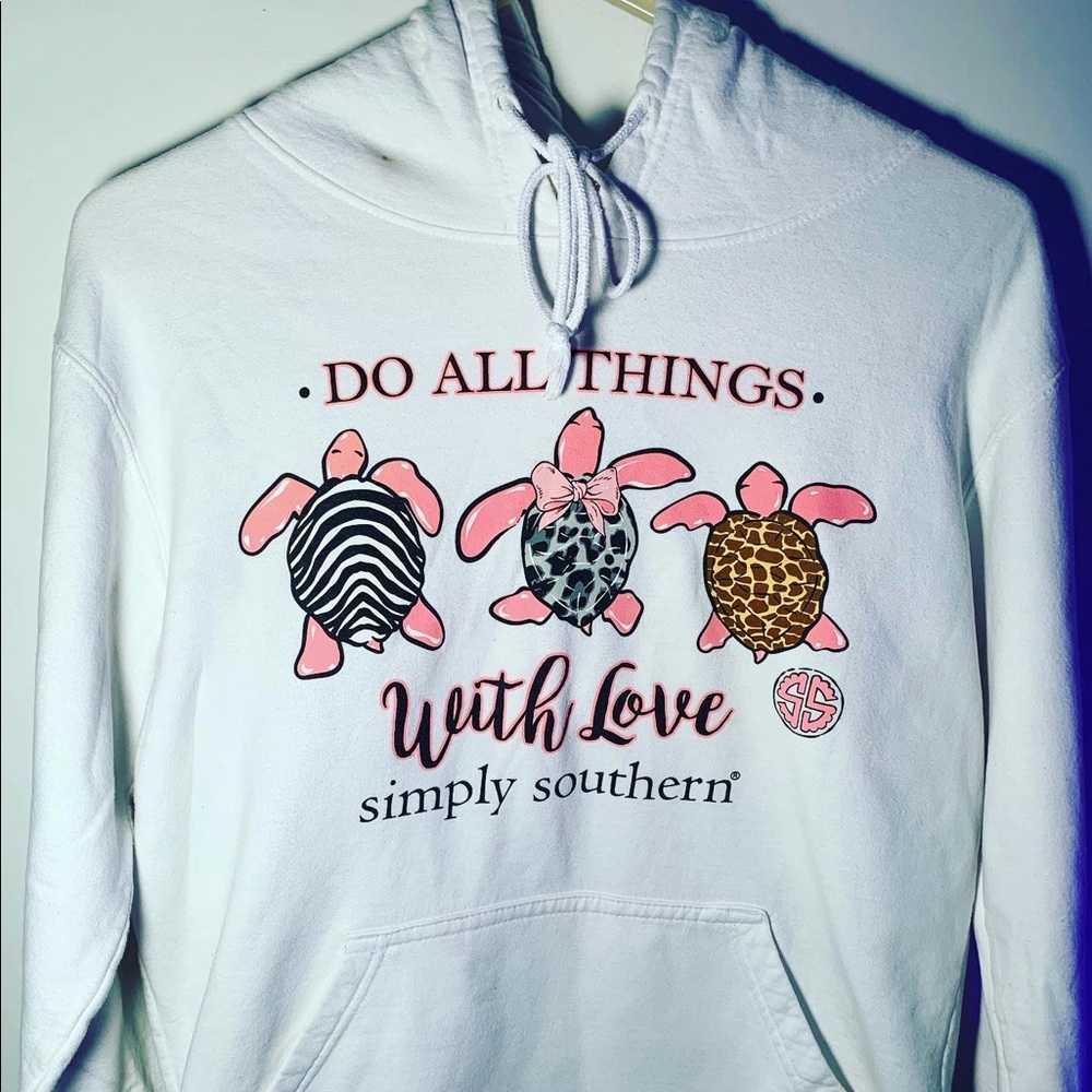 Simply Southern: White Hoodie Sz M